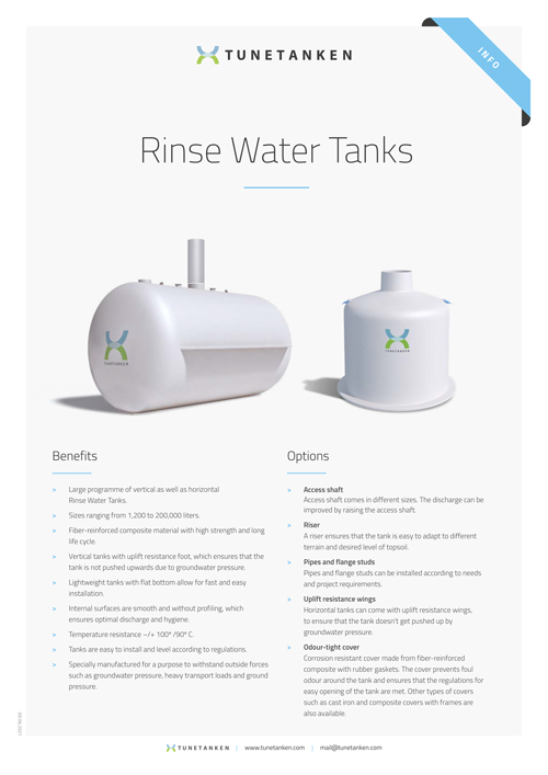 Rinse Water Tanks - Info sheet
